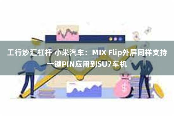 工行炒汇杠杆 小米汽车：MIX Flip外屏同样支持一键PIN应用到SU7车机